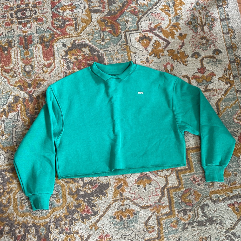 BDG Teal Cropped Crewneck Sweatshirt